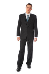 Young standing businessman full body