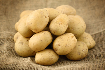 potatoes on sacking