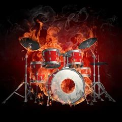 Wall murals Flame Drums in fire