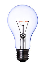 blue lamp bulb on white with clipping path