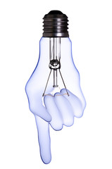 index finger hand lamp bulb with clipping path