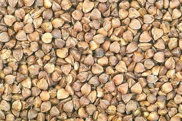 Raw buckwheat seeds macro background pattern texture