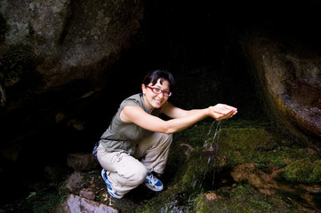 Enjoying water in mountains