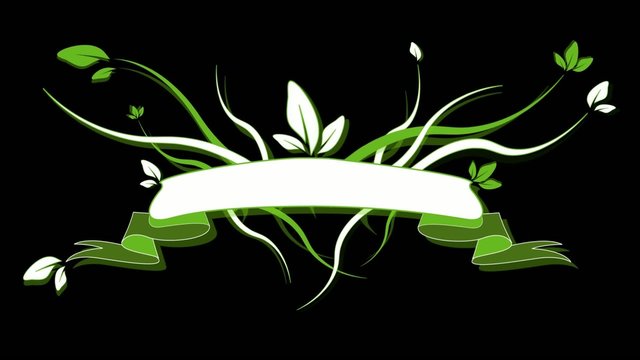 Banni&egrave;re fleur verte fond noir