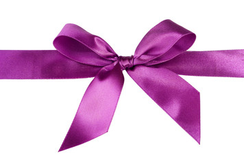 pink gift satin ribbon bow on white background
