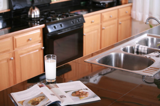 Glass Of Milk On Kitchen Counter