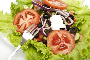 Served place setting: salad with Fresh Vegetables