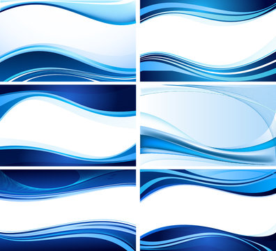 Blue artistic vector design set