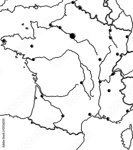 "carte de France, mers, villes, fleuves, frontières..." photo libre de droits sur la banque d ...