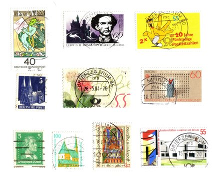 Germany: 10 old stamps background