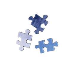 three blue colored elements of puzzle