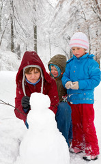 Family in winter park