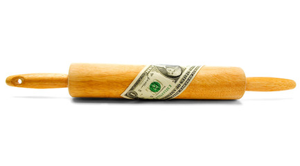 One Dollar Wrapped On Rolling Pin