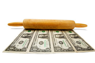 Us Currency With Rolling Pin
