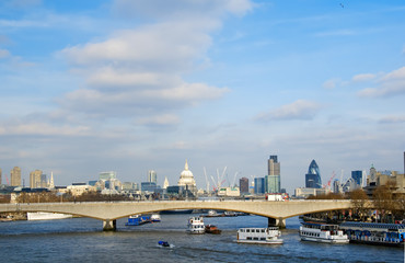 The city of London with river traffic
