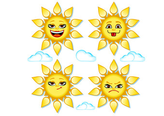 Funny smiles in shape of sun