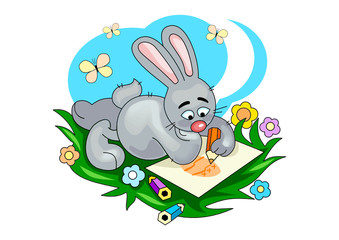Cute little bunny drawing Easter egg