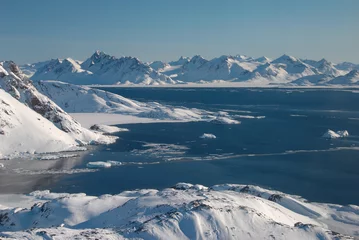 Crédence de cuisine en verre imprimé Cercle polaire Groenland, banquise et montagnes