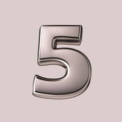 3D silver number five