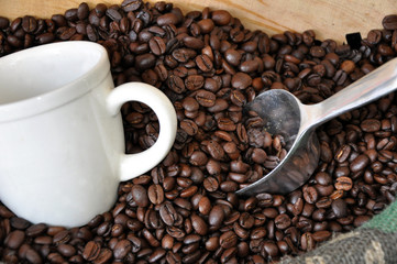 Tasse et grains de café