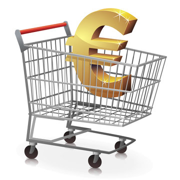 Chariot de supermarché en euro (reflet)
