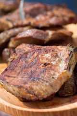Grilled or barbecued pork meat stakes