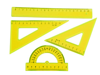 set of measurement instrument- protractor, ruler