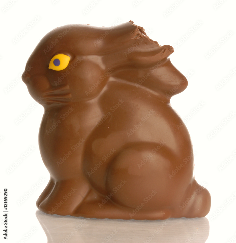 Wall mural chocolate easter bunny with part of the ear missing