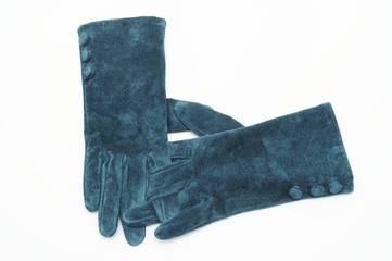 blue leather gloves