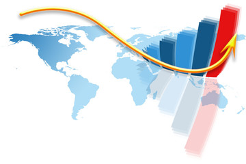 World map graph and arrow concept