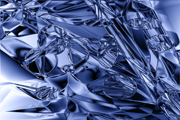 Blue liquid glass reflection texture