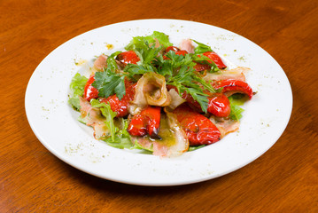 vegetable salad with bacon.