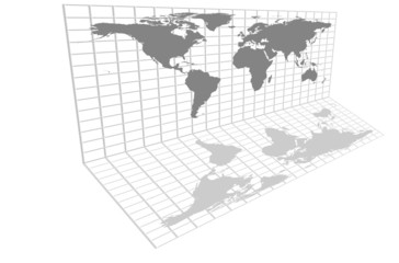 Gray world map grid