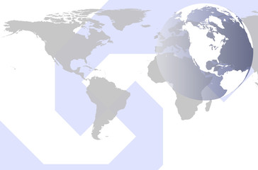 Modern style world map and globe