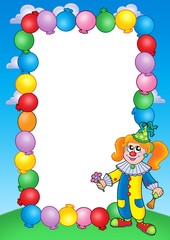Obraz na płótnie Canvas Party invitation frame with clown 1