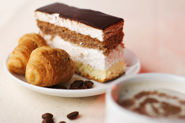 cup of coffee with dessert