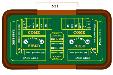 A craps table with odds bets