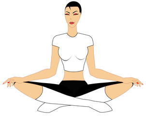 femme en position yoga - 13187046