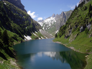Mountain Lake In Appenzell Alps Switzerland