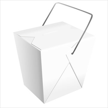 Realistic Chinese take-out box vector.