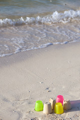 Naklejka premium Beach toys on sand beach of Bahia Honda state park, Florida