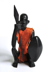 Wooden figure of an African Warrior front view