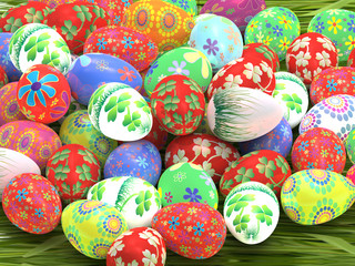 Easter eggs on grass