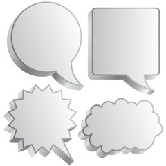 3D thought and speech bubbles in vector - white