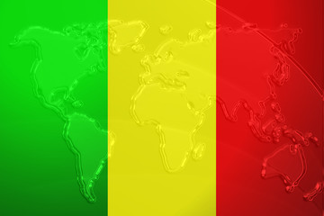 Flag of Mali metallic map