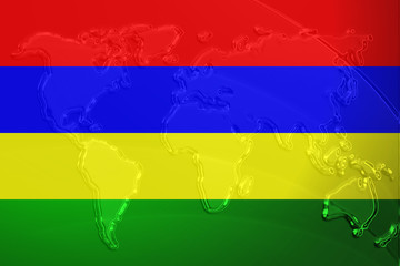 Flag of Mauritius metallic map