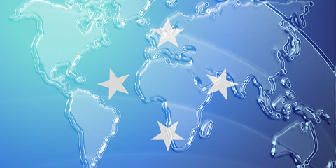 Fototapeta na wymiar Flag of Micronesia metallic map