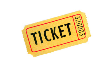 One Ticket on White Background
