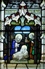 Nativity stained glass window, Christmas