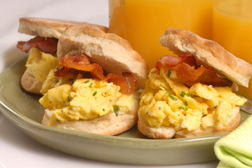 Scrambled egg and bacon biscuit